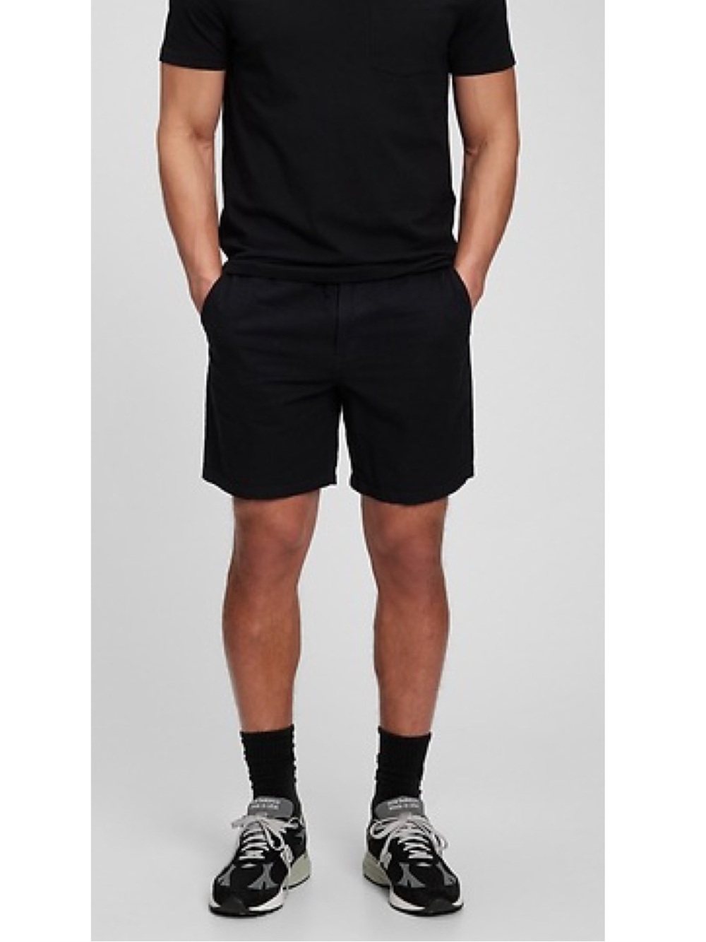 GAP Men’s Size M Black 7” Linen-Cotton Easy Pull-On Shorts